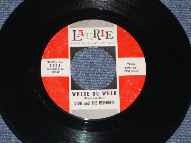 画像1: DION & THE BELMONTS - WHERE OR WHEN / 1959 US Original 7" Single 