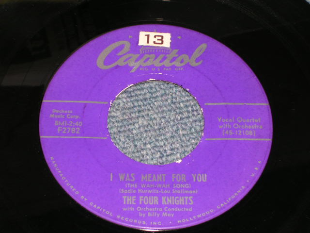 画像1: THE FOUR KNIGHTS - I WAS MEANT FOR YOU / 1954 US Original 7" Single  