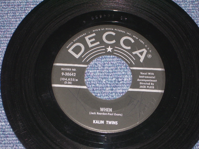 画像1: KALIN TWINS - WHEN ( Ex+/Ex ) / 1958 US ORIGINAL 7" SINGLE 
