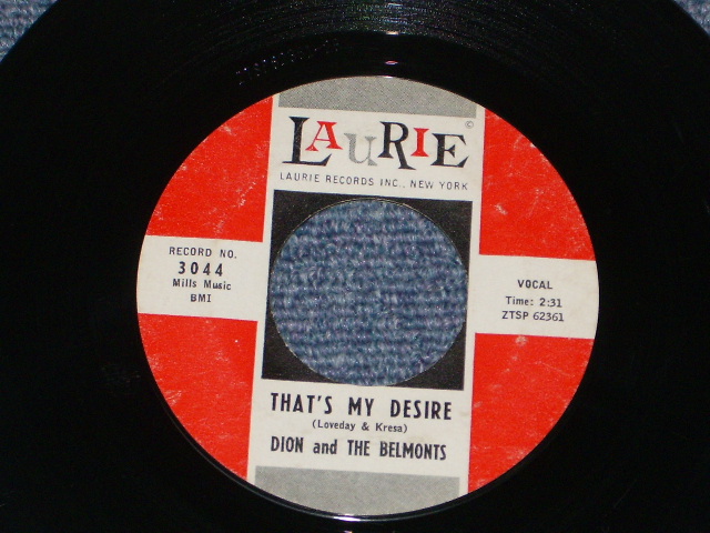 画像: DION & THE BELMONTS - WHERE OR WHEN / 1959 US Original 7" Single 