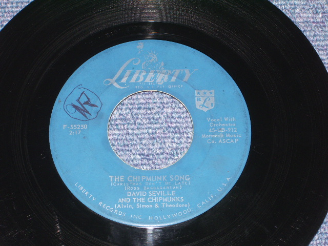 画像: DAVID SEVILLE and THE CHIPMUNKS - THE CHIPMUNK SONG / 1959 US ORIGINAL 7" SINGLE With PICTURE SLEEVE 