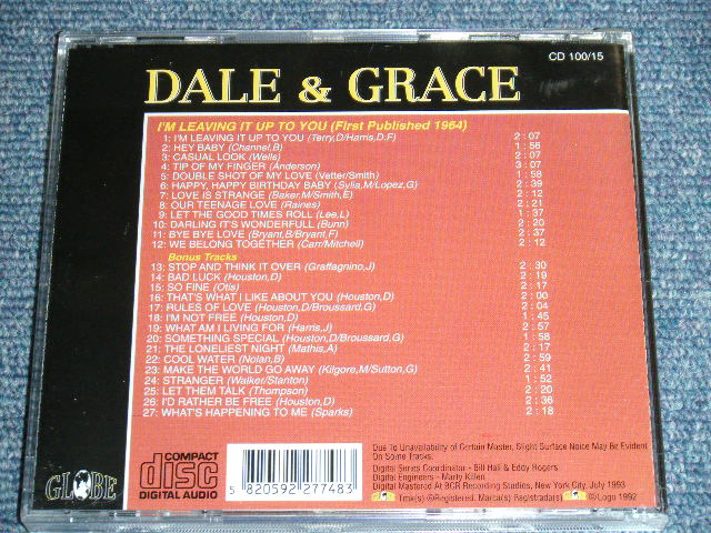 画像: DALE & GRACY - I'M LEAVING IT UP TO YOU ( ORIGINAL ALBUM + BONUS TRACKS ) / 1992 US ORIGINAL Brand New CD  