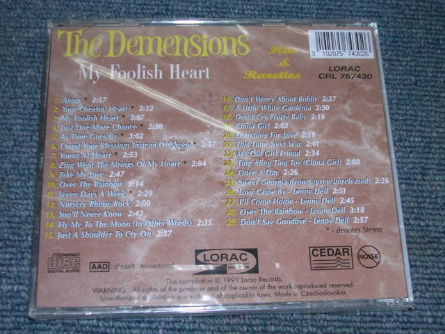 画像: THE DEMENSIONS - MY FOOLISH HEART HITS & RARETIDS / 1991 CZECHOSLOVAKIA Brand New SEALED CD  