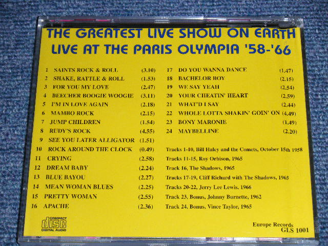 画像: v.a. OMNIBUS (SHADOWS,CLIFF RICHARD,BILL HALEY,ROY ORBISON,JERRY LEE LEWIS,VINCE TAYLOR,JOHNNY BURNETTE ) - THE GREATEST LIVE SHOW OMN EARTH LIVE AT PARIS OLYMPIA '58-'66 / EU ORIGINAL Brand New CD  
