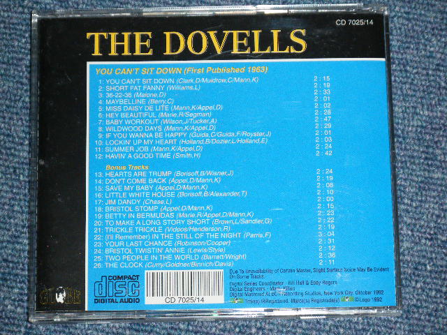 画像: THE DOVELLS - COLLECTORS GOLD VOL.4 ( YOU CAN'T SIT DOWN + BONUS TRACKS ) / 1992 US Brand NEW CD  
