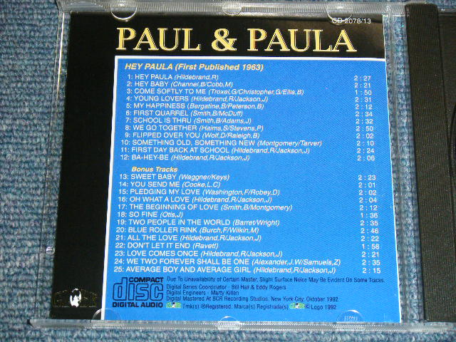 画像: PAUL & PAULA - HEY PAULA ( ORIGINAL ALBUM + BONUS TRACKS ) / 1992 US ORIGINAL Brand New CD  