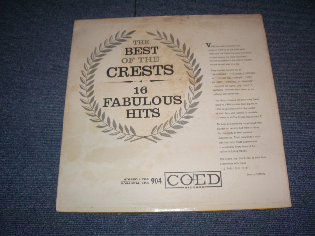 画像: THE CRESTS - THE BEST OF / 1961 US ORIGINAL Rare! MONO Used LP  