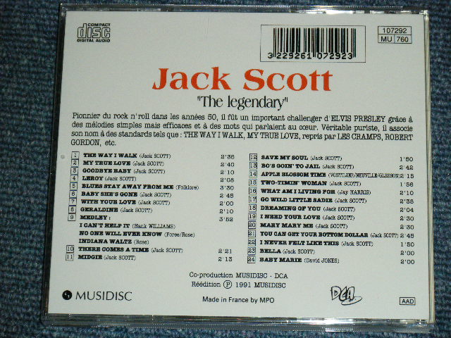 画像: JACK SCOTT - THE LEGENDARY / 1991 FRANCE ORIGINAL Brand New CD  