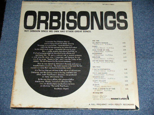 画像: ROY ORBISON - ORIBISONGS /  1965 US ORIGINAL STEREO LP 