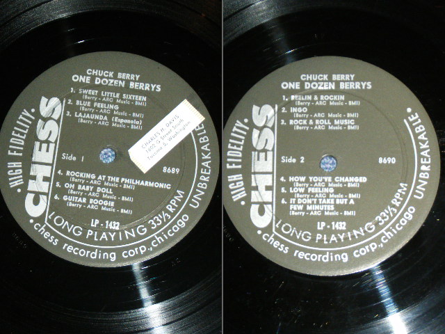 画像: CHUCK BERRY -  ONE DOZEN BERRY  ( Ex++/Ex+++ )  / 1958 US ORIGINAL "HEAVY Weight & BLACK With SILVER Print" Label Used MONO   LP 