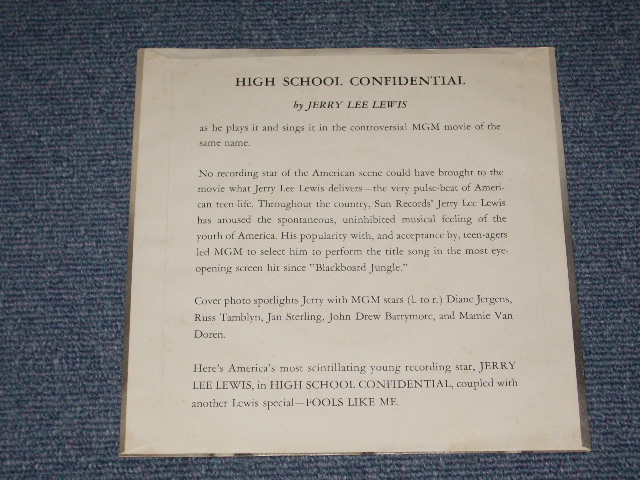 画像: JERRY LEE LEWIS - HIGHSCHOOL CONFIDENTIAL / 1958 US ORIGINAL 7" Single With PICTURE SLEEVE