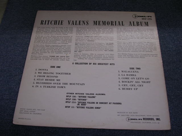 画像: RITCHIE VALENS - HIS GREATEST HITS ( WHITE COLOR COVER : Ex+/Ex+++  ) / 1963 US ORIGINAL mono LP