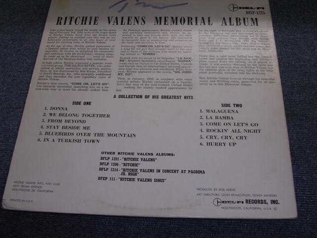 画像: RITCHIE VALENS - MEMORIAL ALBUM A COLLECTION OF HIS GREATEST HITS ( BLACK COVER ) / 1963 US ORIGINAL mono LP