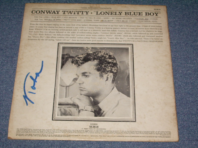 画像: CONWAY TWITTY - LONELY BLUE BOY / 1960 US ORIGINAL STEREO LP