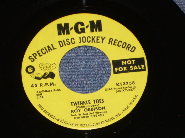 画像: ROY ORBISON - TWINKLE TOES / COMMUNICATION BREAKDOWN / 1967 US REISSUE? COUPLING YELLOW LABEL PROMO 7" Single