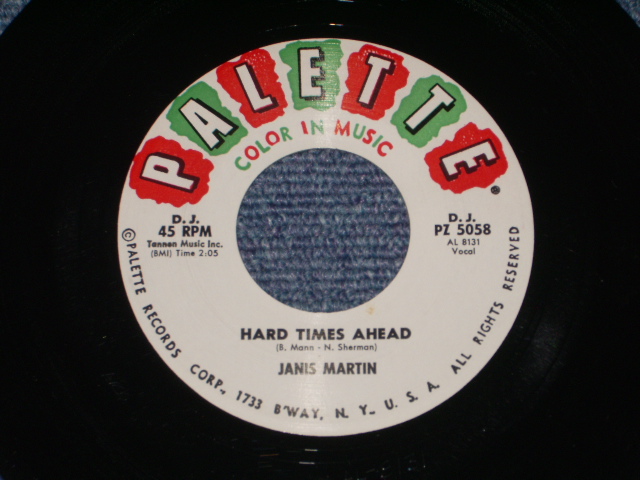 画像: JANIS MARTIN - HARD TIMES AHEAD / 1960 US ORIGINAL PROMO 7" Single