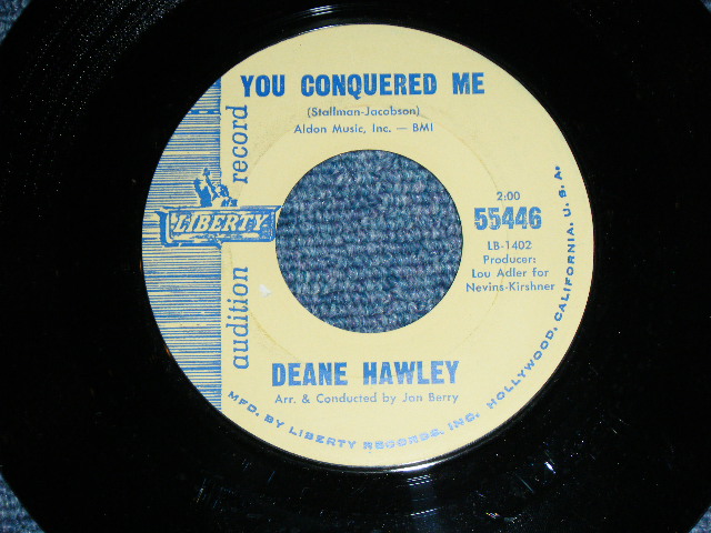 画像: DEANE HAWLEY ( Produced by JAN BERRY  of JAN& DEAN )   - QUEEN OF THE ANGELS / 1962 US ORIGINAL AUDITION LABEL PROMO Used  7" SINGLE 