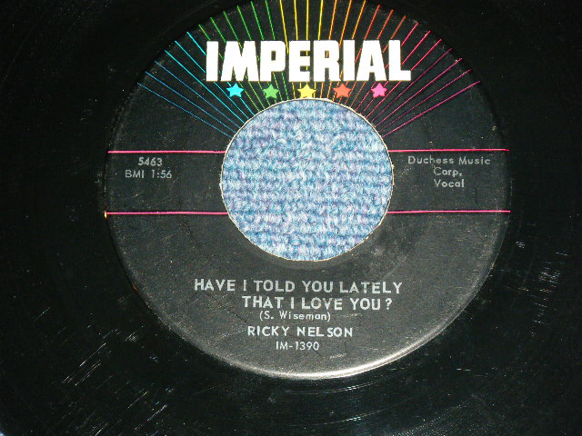 画像: RICKY NELSON -  BE-BOP BABY ( 45's SINGLE Version ) / 1957 US ORIGINAL 2nd Press BLACK Label Used 7"SINGLE
