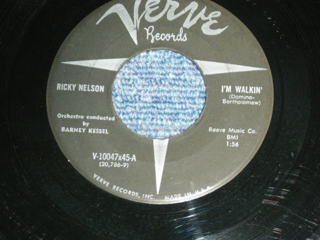 画像1: RICKY NELSON -  I'M WALKIN'  ( DEBUT SINGLE ) / 1957 US ORIGINAL 1st Press Label Used 7"SINGLE With COMPANY SLEEVE  