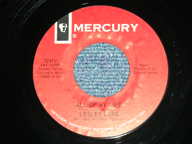 画像: LESLEY GORE  - ALL OF MY LIFE / 1965 US ORIGINAL Used 7" inch Single  With PICTURE SLEEVE 