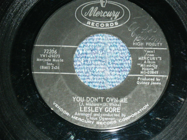 画像: LESLEY GORE  -  YOU DON'T OWN ME / 1963 US ORIGINAL  Used 7" inch Single  With PICTURE SLEEVE 