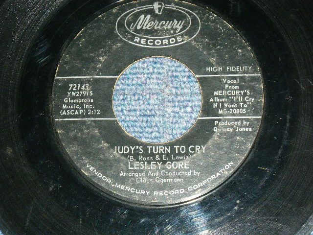 画像: LESLEY GORE  - JUDY'S TURN TO CRY / 1963 US ORIGINAL  Used 7" inch Single  With PICTURE SLEEVE 