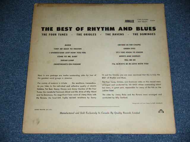 画像: V.A. OMNIBUS ( The DOMINOES, The ORIOLES, The RAVENS, The FOUR TUNES ) - THE BEST OF RHYTHM AND BLUES  /  1956 US ORIGINAL MONO Used  LP  BLUE Label & BLACK Vinyl Wax 