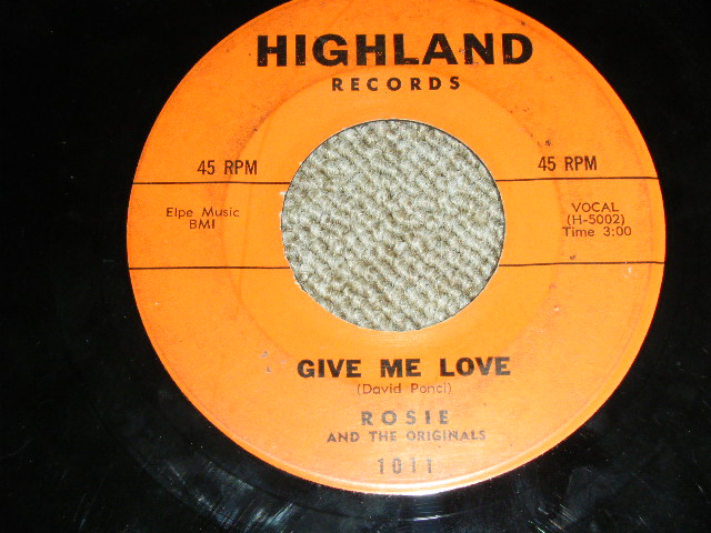 画像: ROSIE AND The ORIGINALS - ANGEL BABY / GIVE ME LOVE ( Ex++/.Ex++ )   / 1960 US ORIGINAL Used 7" Single  