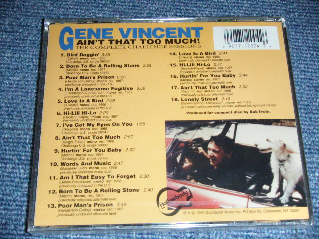 画像: GENE VINCENT - AIN'T THAT TOO MUCH! / 1994 US AMERICA  ORIGINAL BRAND NEW SEALED CD  
