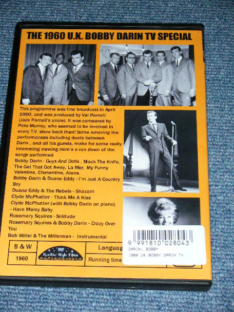 画像: BOBBY DARIN (With DUANE EDDY,CLYDE McPHATTER,ROSEMARY SQUIRES ) - THE 1960 U.K.BOBBY DARIN TV SPECIAL   / EU ALL REGION FREE Brand New DVD-R  