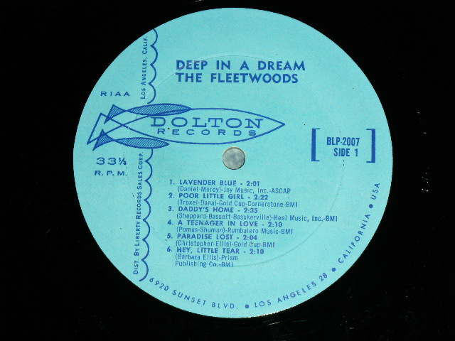 画像: THE FLEETWOODS - DEEP IN A DREAM ( Ex+/Ex+++ ) / 1961 US ORIGINAL "LIGHT BLUE" Label MONO Used LP 