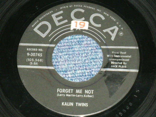画像1: KALIN TWINS - FORGET ME NOT ( Ex-/Ex- ) / 1958 US AMERICA  ORIGINAL Used 7" SINGLE 