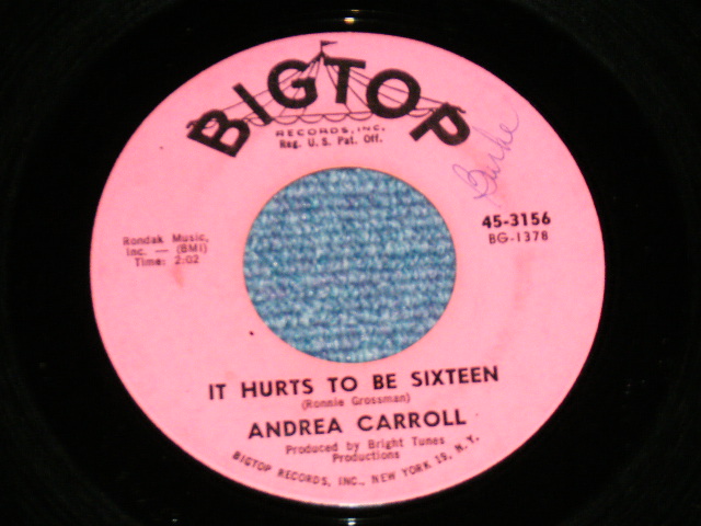 画像1: ANDREA CARROLL with CHIFFONS - IT HURTS TO BE SIXTEEN / 1963 US AMERICA ORIGINAL Used 7" SINGLE 