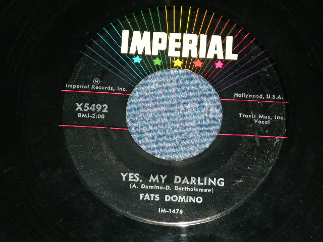画像1: FATS DOMINO - YES, MY DARLING / 1958  US ORIGINAL Used 7" Single 