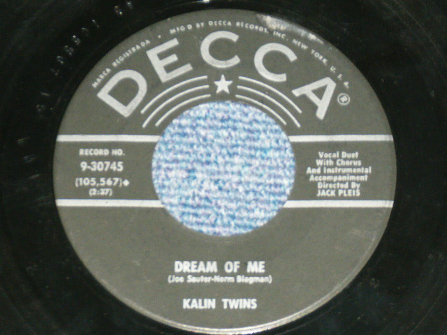 画像: KALIN TWINS - FORGET ME NOT ( Ex-/Ex- ) / 1958 US AMERICA  ORIGINAL Used 7" SINGLE 