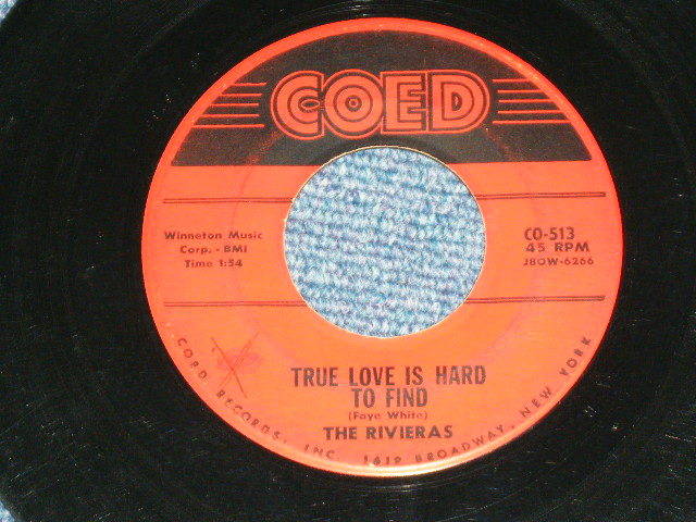 画像1: The RIVIERAS - OUE LOVE/TRUE LOVE IS HARD TO FINE ( VG+++/VG+++ ) / 1959 US AMERICA  ORIGINAL Used 7" SINGLE 