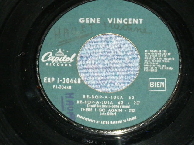 画像: GENE VINCENT - BE BOP A LULA 62  / 1952 FRANCE ORIGINAL 7"EP With PICTURE SLEEVE  