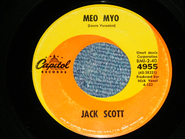 画像: JACK SCOTT - A) ONE OF THESE DAYS  B) STEPS 1 AND 2 ( Ex++/Ex++) / 1961 US AMERICA ORIGINAL Used 7"Single 