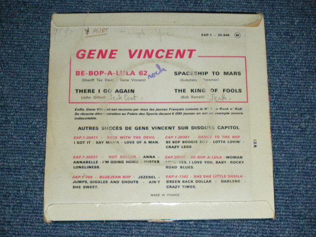 画像: GENE VINCENT - BE BOP A LULA 62  / 1952 FRANCE ORIGINAL 7"EP With PICTURE SLEEVE  
