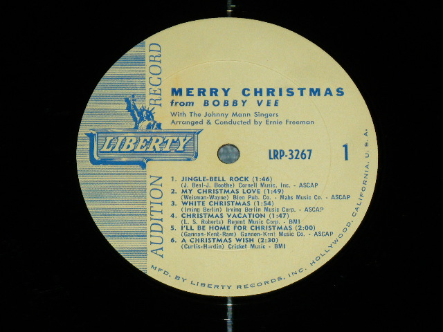 画像: BOBBY VEE - MERRY CHRISTMAS FROM BOBBY VEE  / 1962 MONO US ORIGINAL "PROMO Audition Label" MONO Used LP LP  