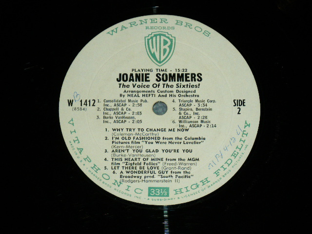 画像: JOANIE SOMMERS - The "VOICE" OF THE SIXTIES ( VG++/Ex+)  / 1963 US ORIGINAL White Label PROMO MONO Used LP  