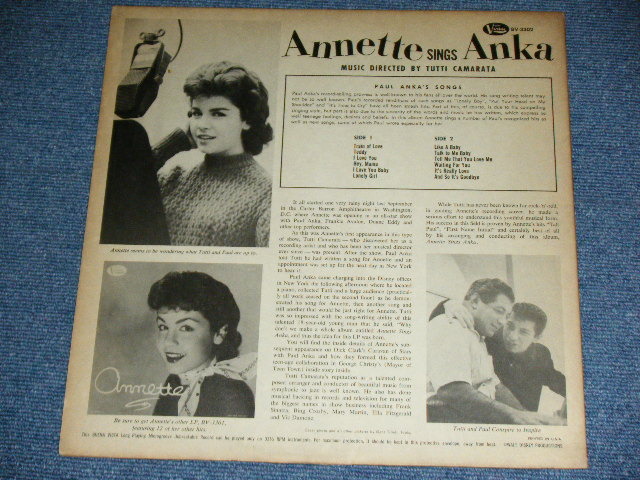 画像: ANNETTE - ANNETTE SINGS ANKA ( Ex++ / Ex+++ ) / 1960 US ORIGINAL MONO LP  
