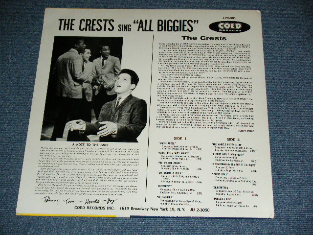 画像: THE CRESTS - SING ALL BIGGIES　 / 1980's Reissue MONO Used LP  