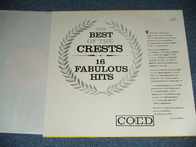画像: THE CRESTS - THE BEST OF THE CRESTS FEATURING JOHNNY MAESTRO / 1980's Reissue MONO Brand New LP  
