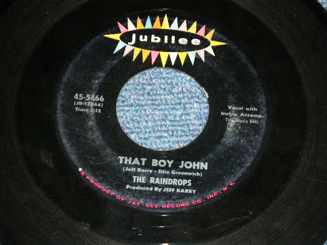 画像1: THE RAINDROPS - THAT BOY JOHN  ( Ex/Ex ) / 1963 US ORIGINAL Used 7" SINGLE 