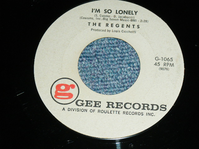 画像: The REGENTS - BARBARA ANN : I'M SO LONELY ( Ex+++/Ex+++ )   / 1961 US AMERICA ORIGINAL   Used 7"45rpm Single 