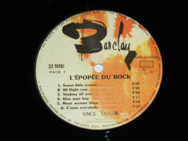 画像: VINCE TAYLOR - L'EPOPEE DU ROCK /  2003 FRANCE FRENCH Used LP  LP 