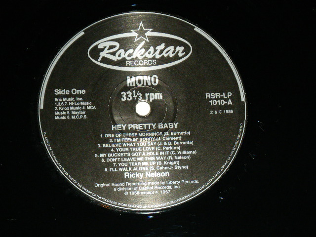 画像: RICK ( RICKY NELSON ) -  HEY PRETTY BABY ( MINT-/MINT )  / 1986 UK ORIGINAL Used LP 