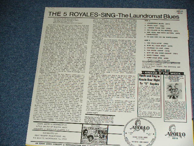 画像: THE 5 ROYALES FIVE  - Sing LAUNDROMAT BLUES  / 1980's US AMERICA REISSUE Brand New SEALED  LP