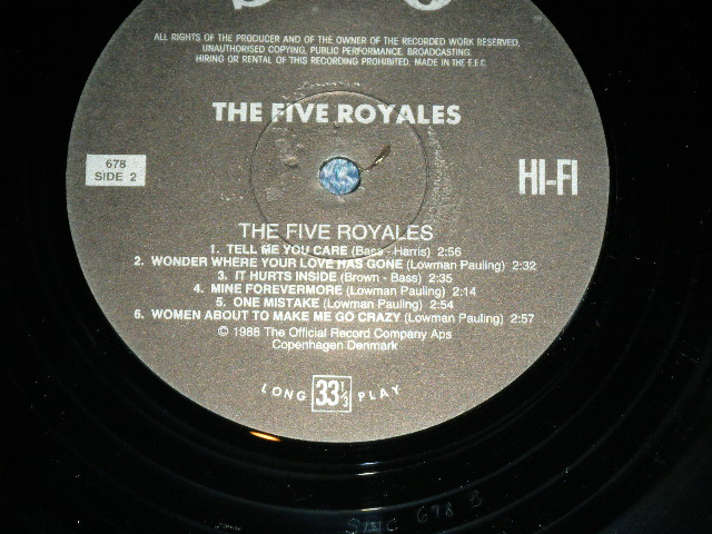 画像: THE 5 ROYALES FIVE  - THE FIVE ROYALES / 1988 DENMARK REISSUE Used LP